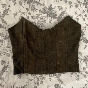Fashion Nova Dark Brown Strapless Crop Top